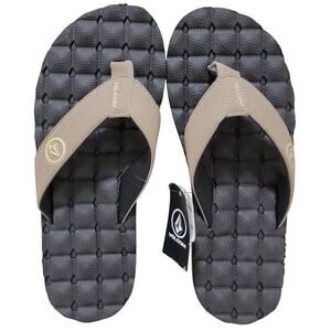 Volcom Men Recliner Beach Pool Summer Flip Flop Sandals Size US 10 Khaki Brown